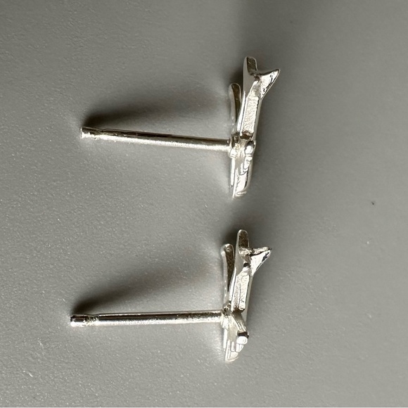 Sterling Silver Airplane Stud Earrings - Picture 5 of 8